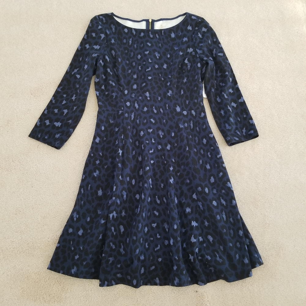 NWT Kate Spade Blue Leopard Ponte Dress Size 10